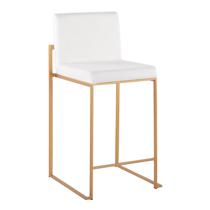 Modern high-back counter stool with white upholstered seat and gold frame by HouseOfZazla on Tampa Home & Garden Store