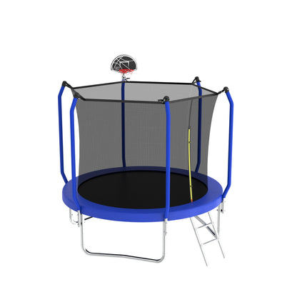 Outdoor Backyard Trampoline and Basketball Hoop