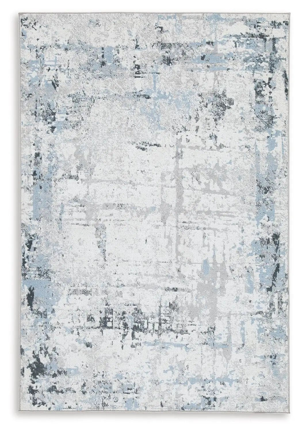 Emertonly Washable Rug With Abstract Blue Gray