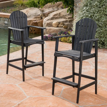 Outdoor acacia wood Adirondack bar stools set of 2 in dark stain HouseOfZazla on Tampa Home & Garden Store