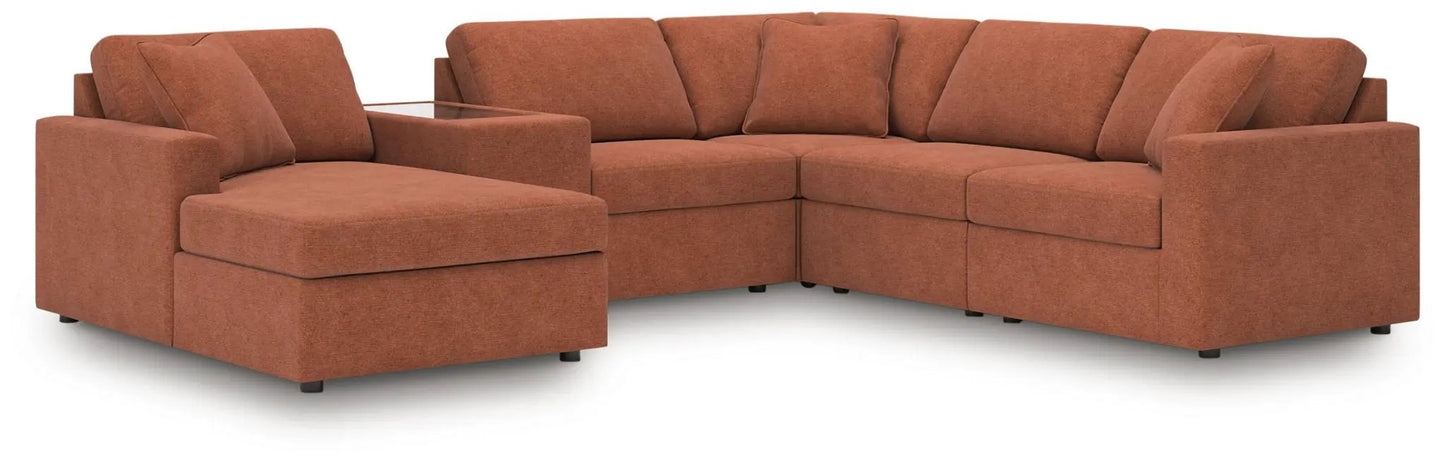Modmax Sectional Sofa In Spice Fabric Performance