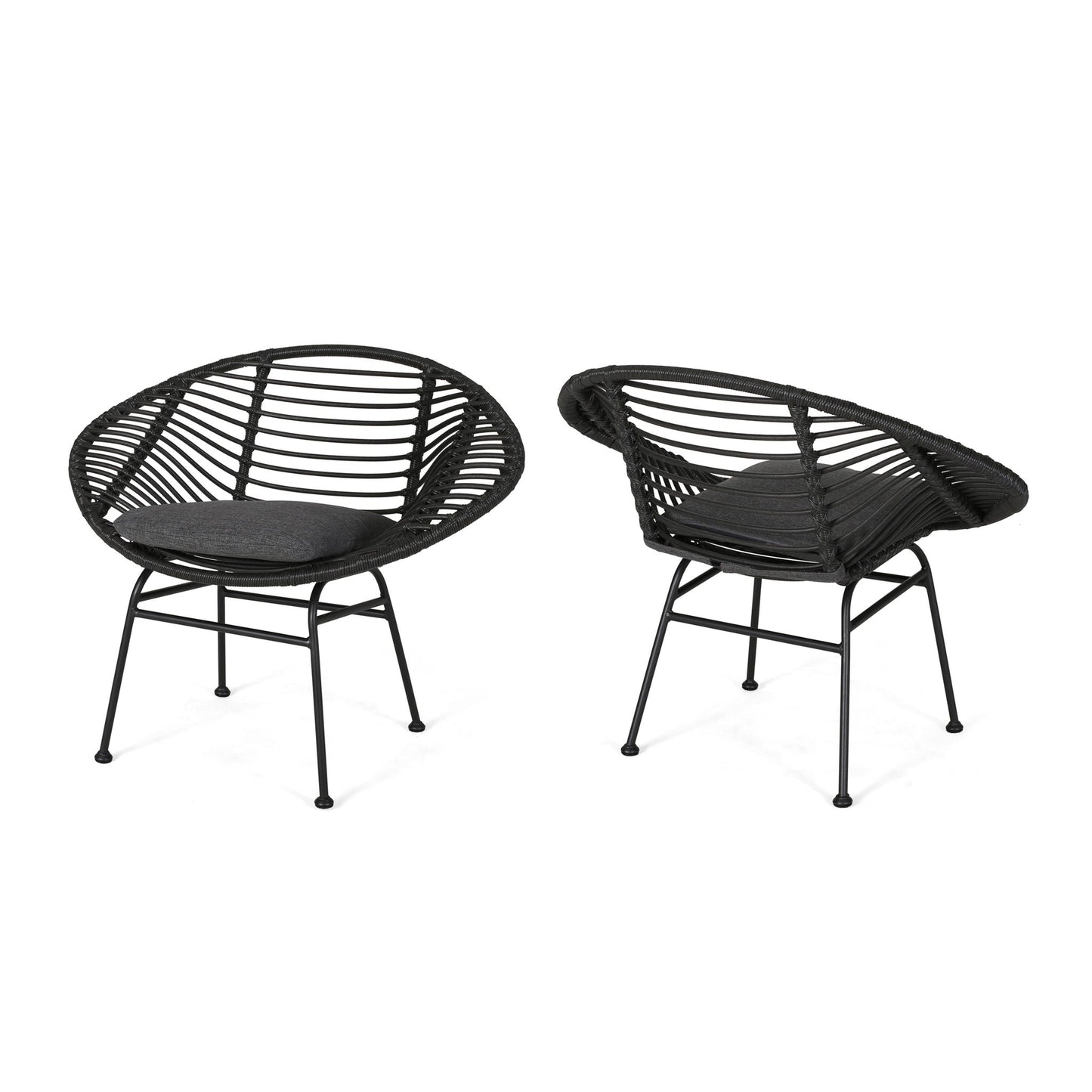 Cordella outdoor woven wicker chairs with cushions, black, set of 2 by HouseOfZazla on Tampa Home & Garden Store