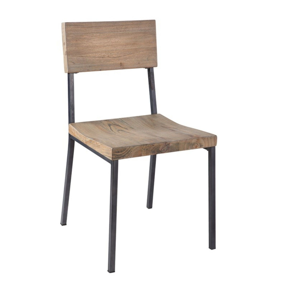 Tacoma dining chair by HouseOfZazla, gray solid hardwood seat with metal legs on Tampa Home & Garden Store