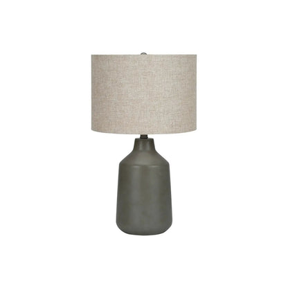 Concrete Table Lamp with Fabric Drum Shade