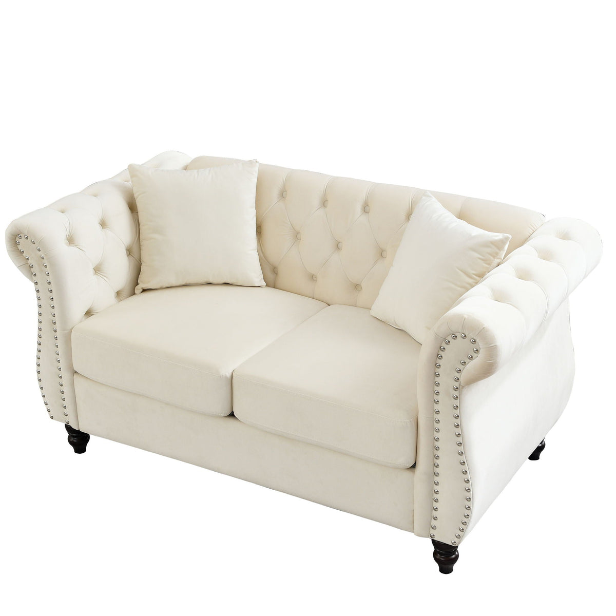 Chesterfield Sofa With Nailhead Trim and Cushions