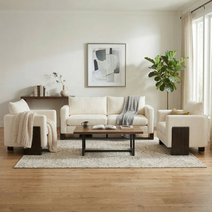A plush cloud sofa and chenille three piece set