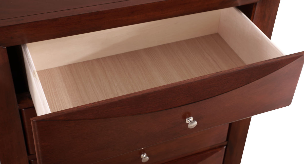 Media Chest with beveled fronts in dark cherry finish by HouseOfZazla, multi-drawer unit on Tampa Home & Garden Store