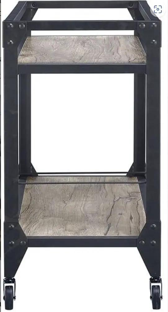 Jorgensen Serving Cart charcoal frame with rustic oak shelves on casters on Tampa Home & Garden Store