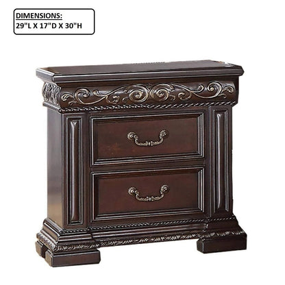 Traditional Cherry Nightstand with Carvings