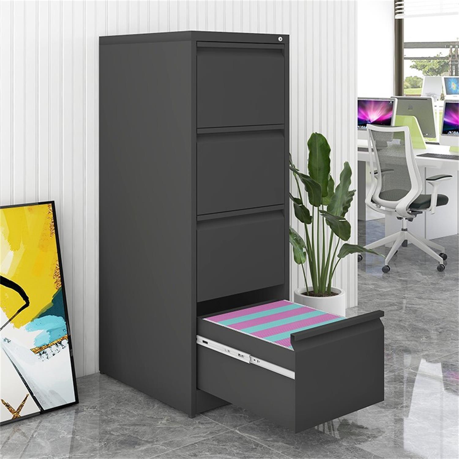 Durable metal 3-drawer file cabinet with lock, dark gray by HouseOfZazla for office storage on Tampa Home & Garden Store