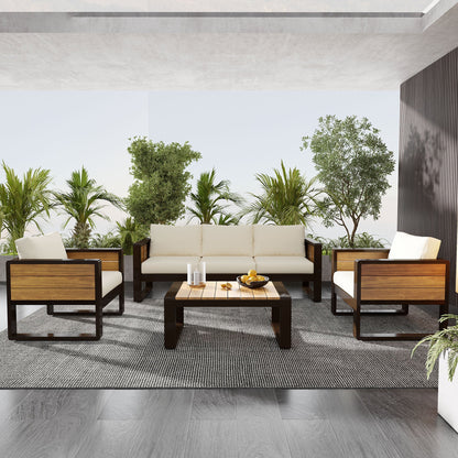 Four Piece Aluminum Outdoor Patio Set for Five