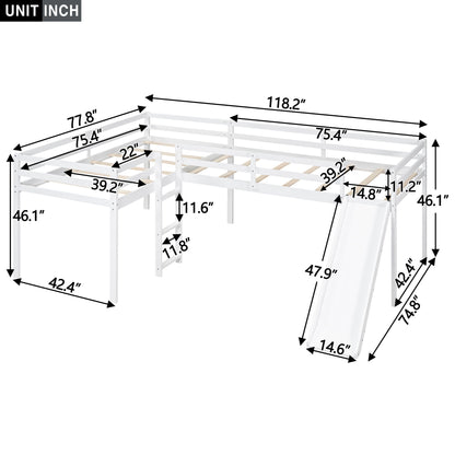 L Shaped Loft Bed With Ladder And Slide white finish loft bed frame on Tampa Home & Garden Store