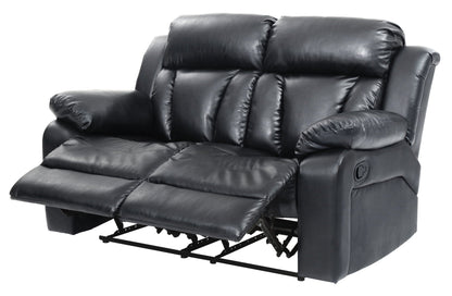 Cozy padded reclining loveseat in black leather with extended footrest by HouseOfZazla on Tampa Home & Garden Store