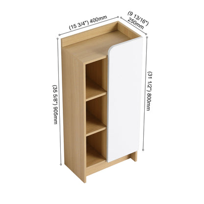 Freestanding linen cabinet by HouseOfZazla, narrow curved-door with 3-tier oak shelves on Tampa Home & Garden Store