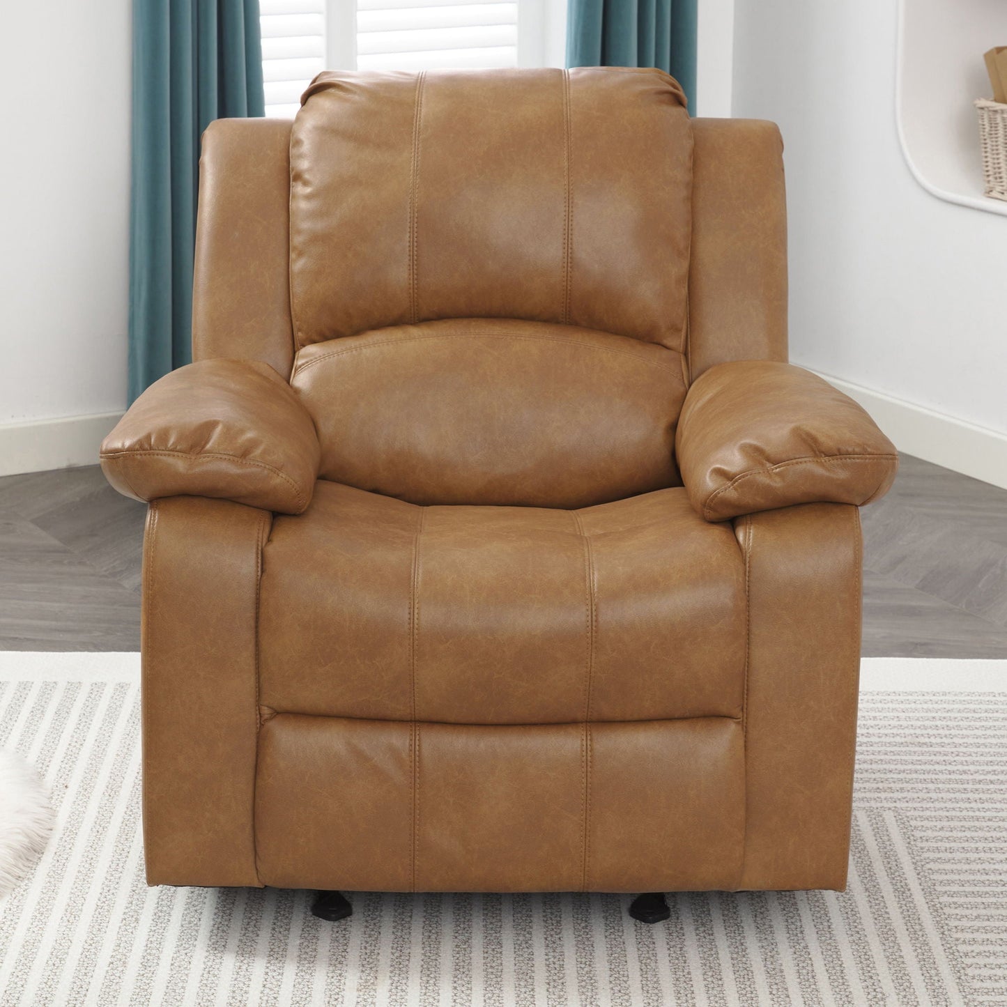 Charlotte Glider Recliner in tan brown leather HouseOfZazla, classic style reclining chair on Tampa Home & Garden Store