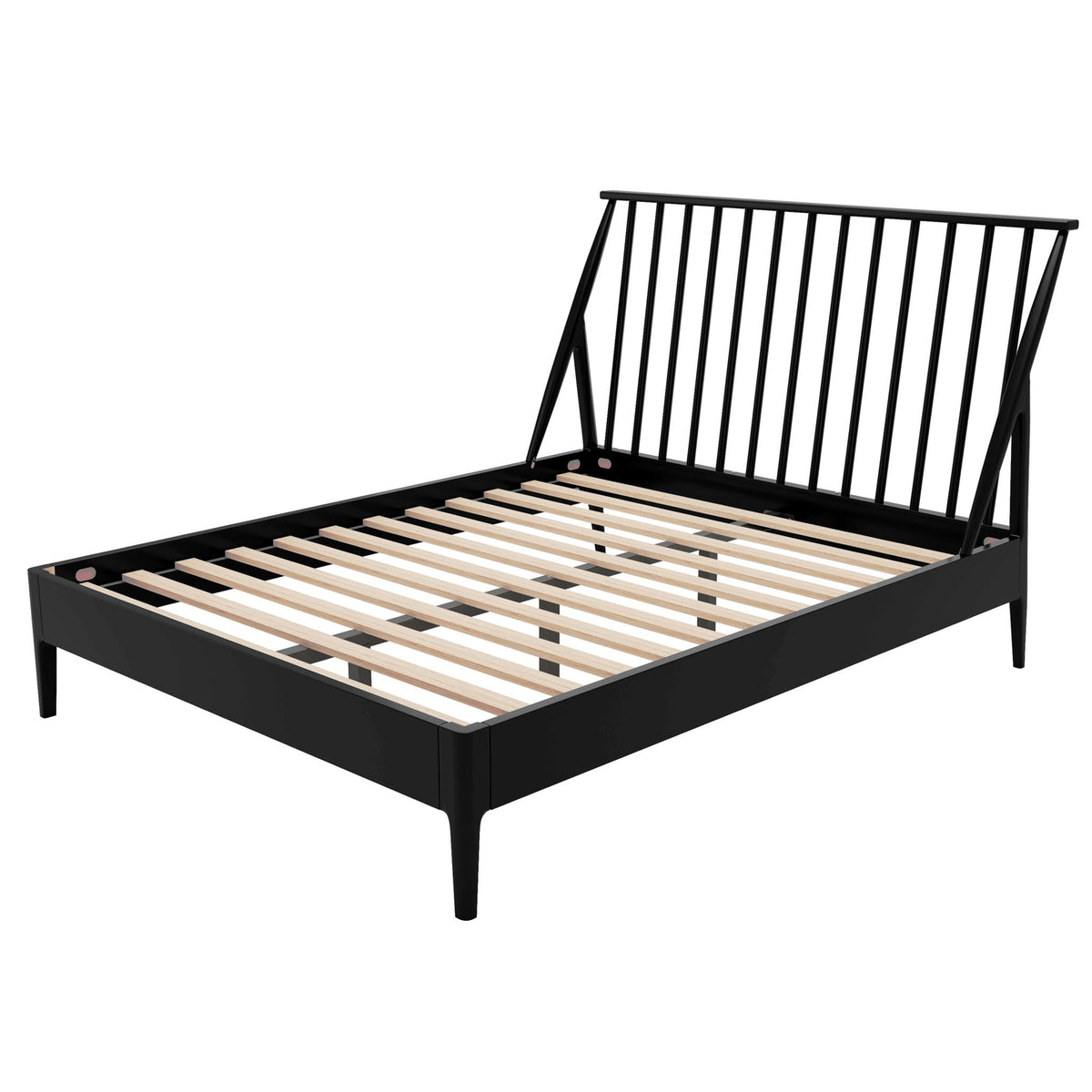 Bohemian platform bed black metal frame with tall headboard and slats HouseOfZazla on Tampa Home & Garden Store