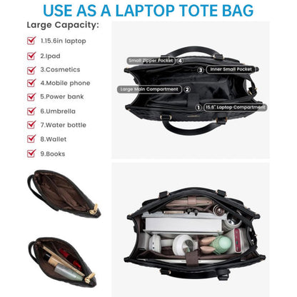 2-in-1 Travel Tote: Laptop & Insulated Lunch Bag. Ideal for Business, Work, Nursing, Office, College, Casual Use