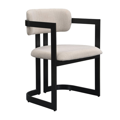 Upholstered dining armchairs set of 2 with beige cushions and black frames HouseOfZazla on Tampa Home & Garden Store