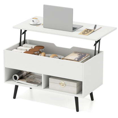 31.5 Inch Lift-Top Coffee Table with Hidden Storage and 2 Open Shelves