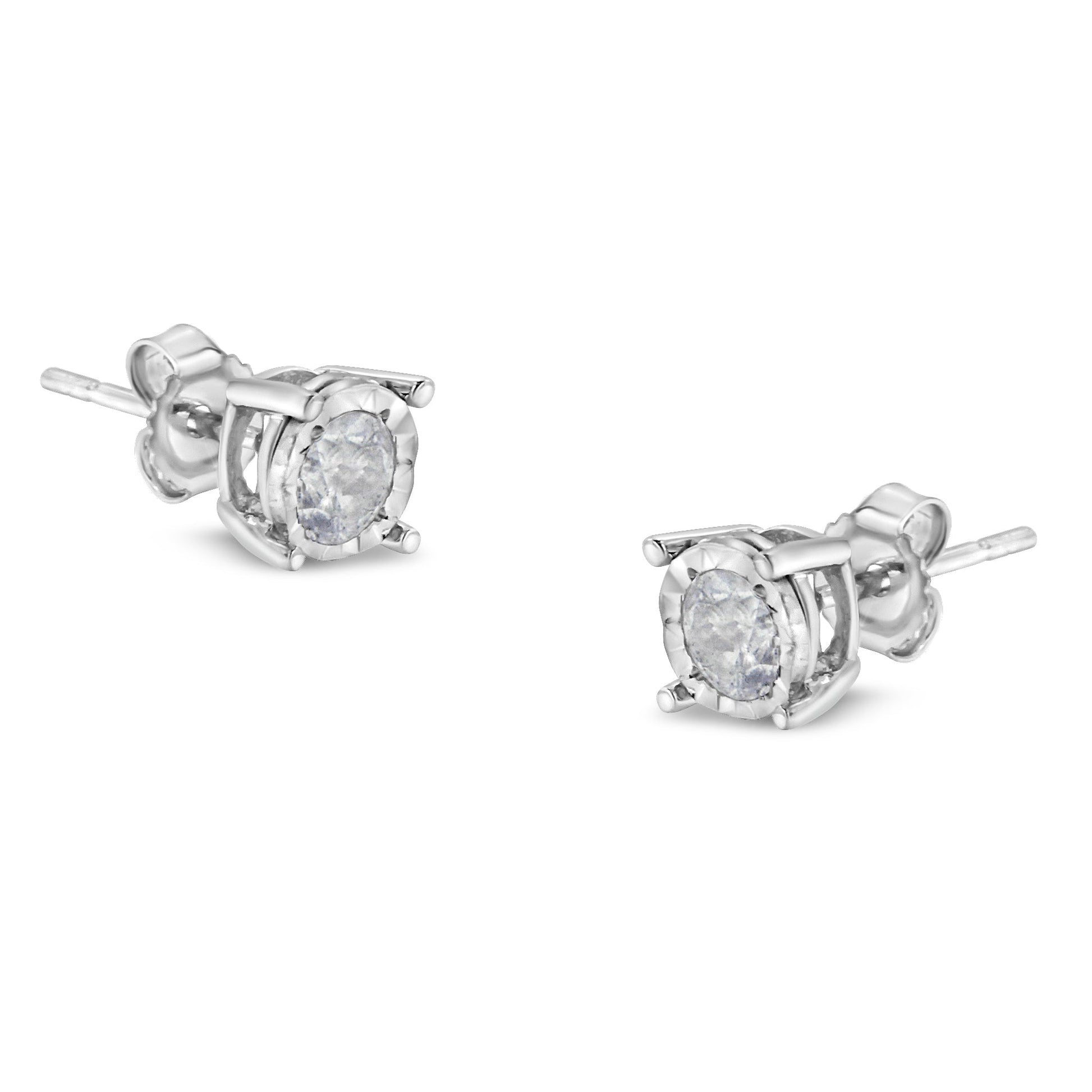 Sterling silver Miracle-Set diamond stud earrings, 1/2 ct tw, near colorless H-I, I2-I3 on Tampa Home & Garden Store