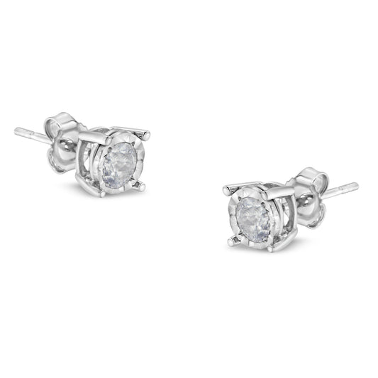 Sterling silver Miracle-Set diamond stud earrings, 1/2 ct tw, near colorless H-I, I2-I3 on Tampa Home & Garden Store