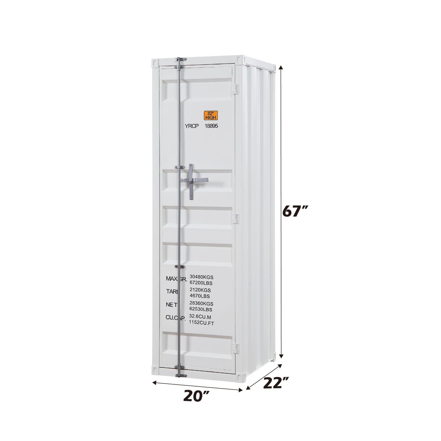 Cargo Wardrobe white metal triple wardrobe by HouseOfZazla with silver hardware on Tampa Home & Garden Store