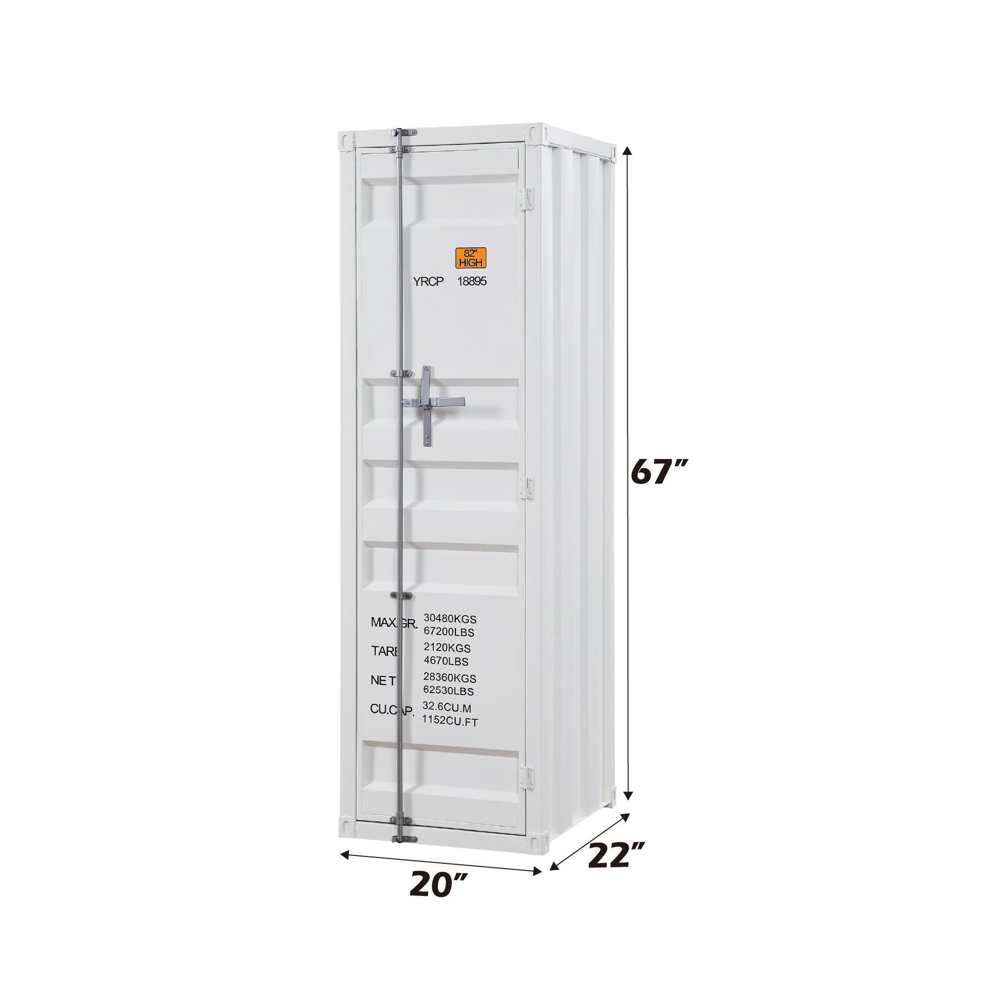 Cargo Wardrobe white metal triple wardrobe by HouseOfZazla with silver hardware on Tampa Home & Garden Store