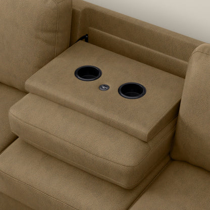 Brown Sofa And Chaise With Usb Charging Console