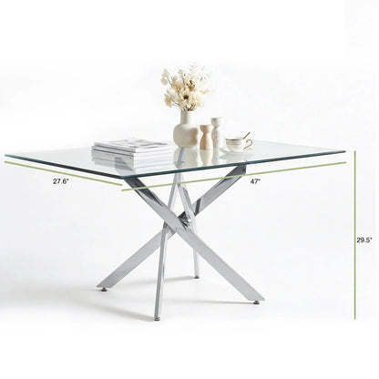 Modern Rectangular Dining Table with Metal Frame
