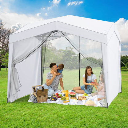 GemGear white pop up canopy tent with 4 mesh sidewalls and wheeled bag on Tampa Home & Garden Store