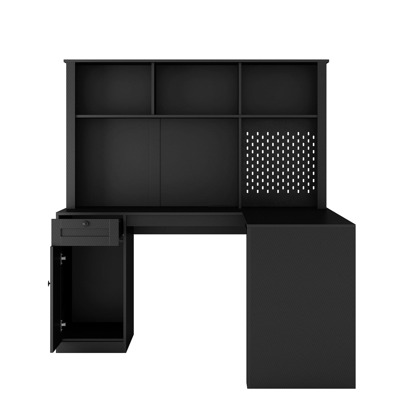 Writing desk with drawer bookshelf and charger, modern L-shaped desk with storage space, corner gaming computer desk - Tampa Home & Garden Store