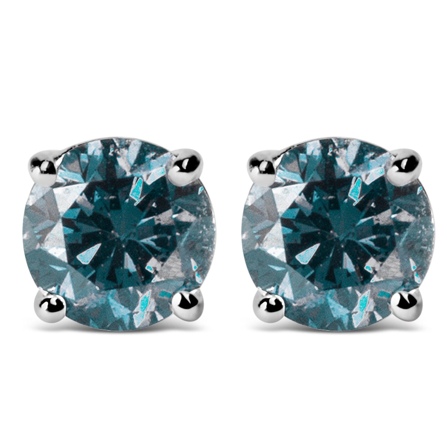 Pair of 14K white gold blue lab-grown diamond studs, round cut, 1/2 ct total weight on Tampa Home & Garden Store