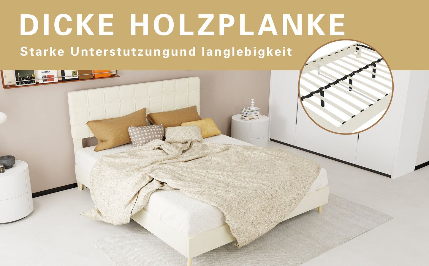 Modern Upholstered Bed Frame and Velvet Fabric