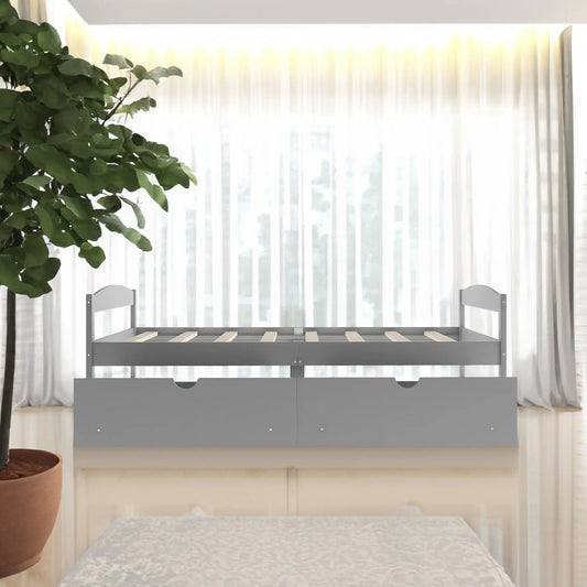 Twin size platform bed gray with two under-bed drawers on Tampa Home & Garden Store