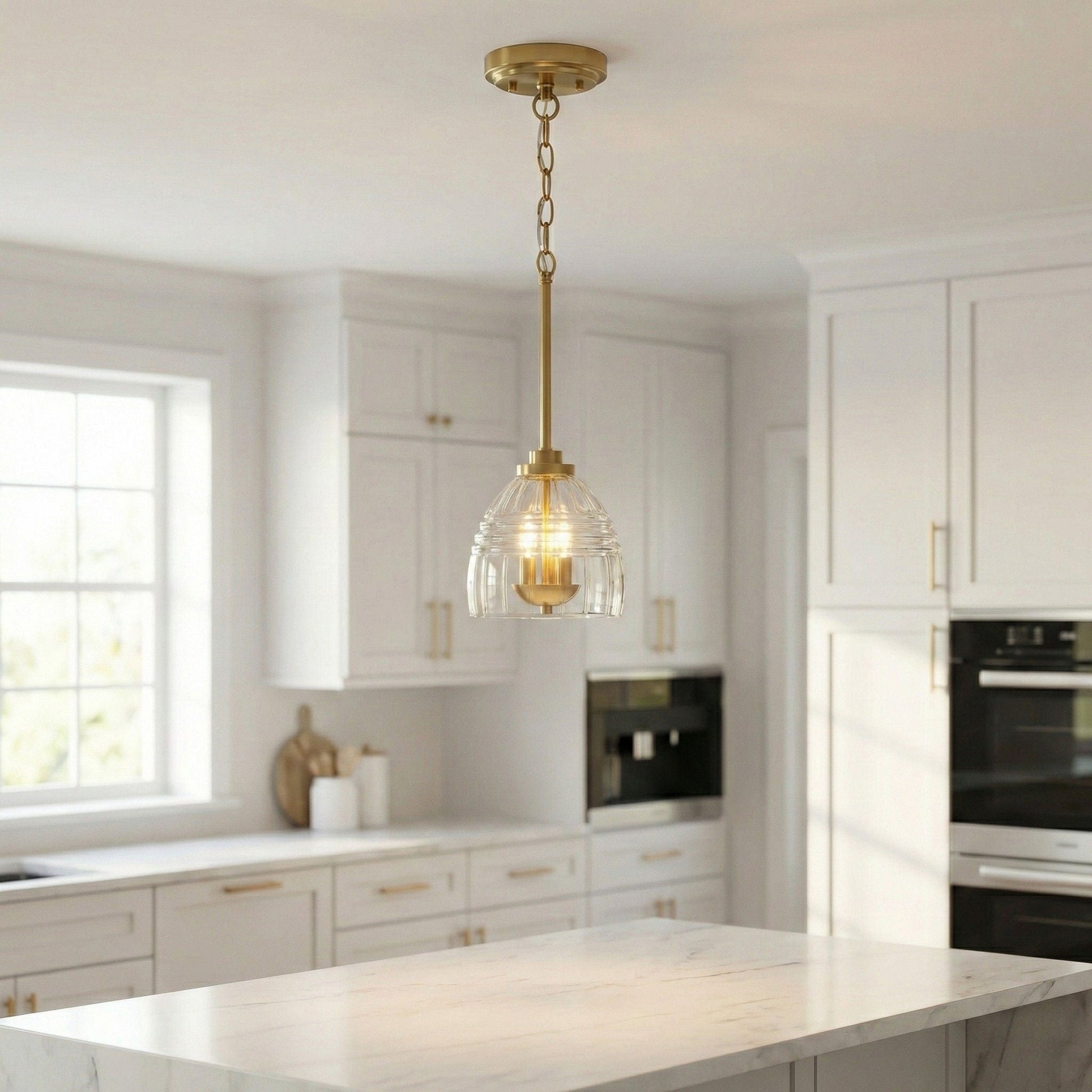 Ember 3-Candle Chain Pendant Light in clear glass with gold finish by HouseOfZazla on Tampa Home & Garden Store