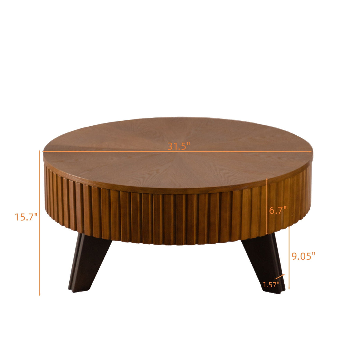 Round Retro Coffee Table with Solid Wood Legs in warm walnut, HouseOfZazla on Tampa Home & Garden Store