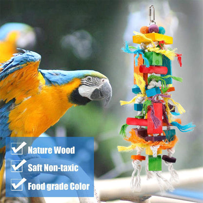 Wooden Color Nibbling Toy for medium and large parrot birds with colorful blocks and ropes by Sell My Stuff on Tampa Home & Garden Store