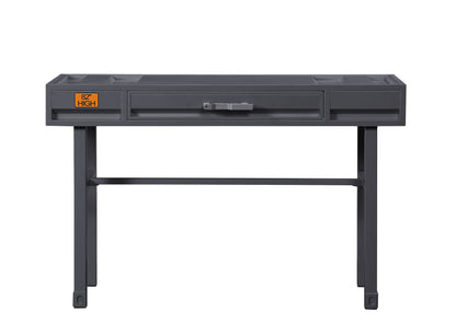 Cargo Vanity Desk by HouseOfZazla with storage, dark gray metal, central wide drawer on Tampa Home & Garden Store