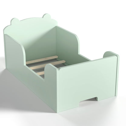 Toddler bed frame bear-shaped mint green headboard with side rails on Tampa Home & Garden Store