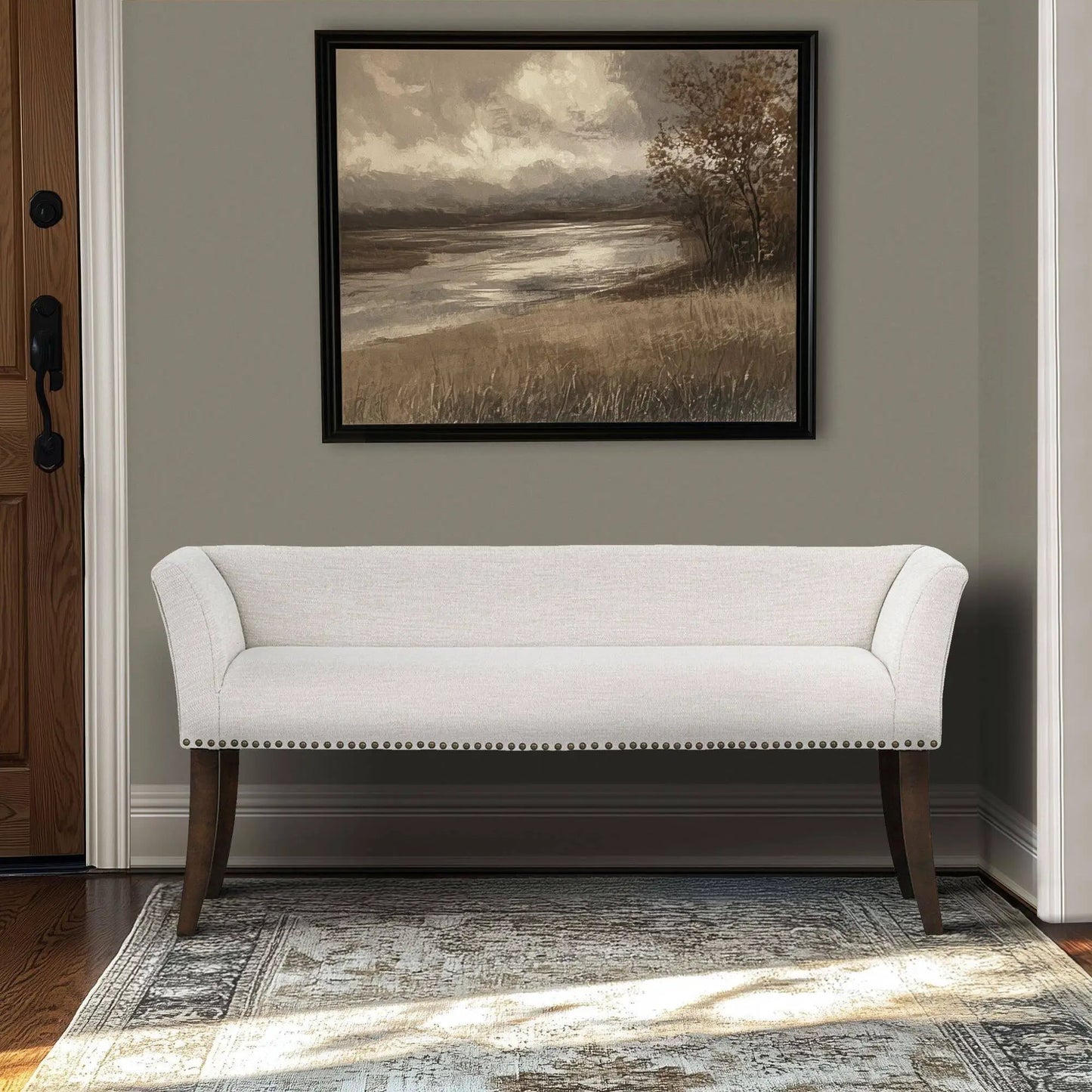 Welburn Upholstered Bench With Padded Back