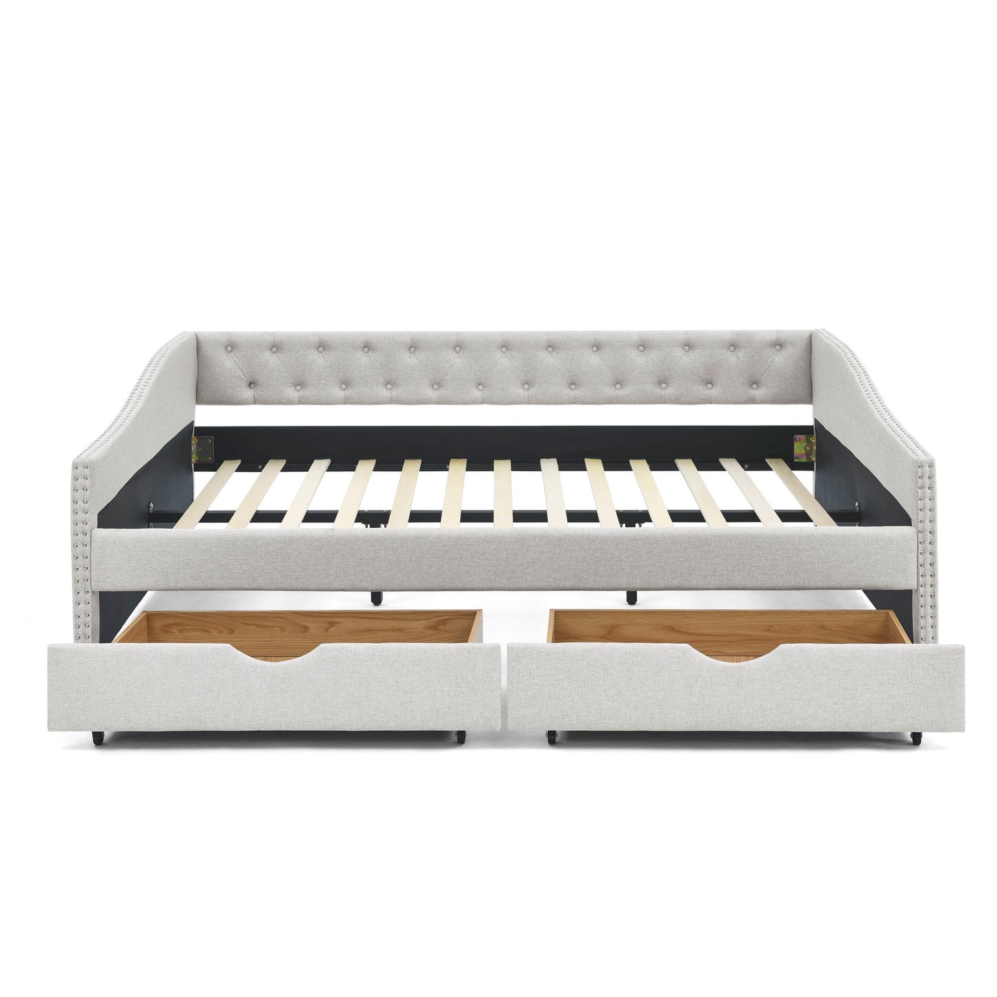 Upholstered Tufted Daybed and Storage Drawers
