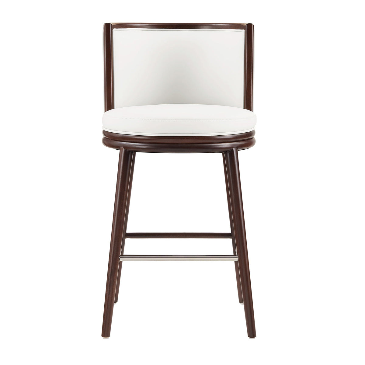 Evalyn Barstool bar-height 28-30 in white seat/back with dark wood frame HouseOfZazla on Tampa Home & Garden Store