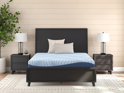 Peak 2.0 10 Memory Foam mattress by Unique Piece Furniture on dark platform bed with nightstands on Tampa Home & Garden Store