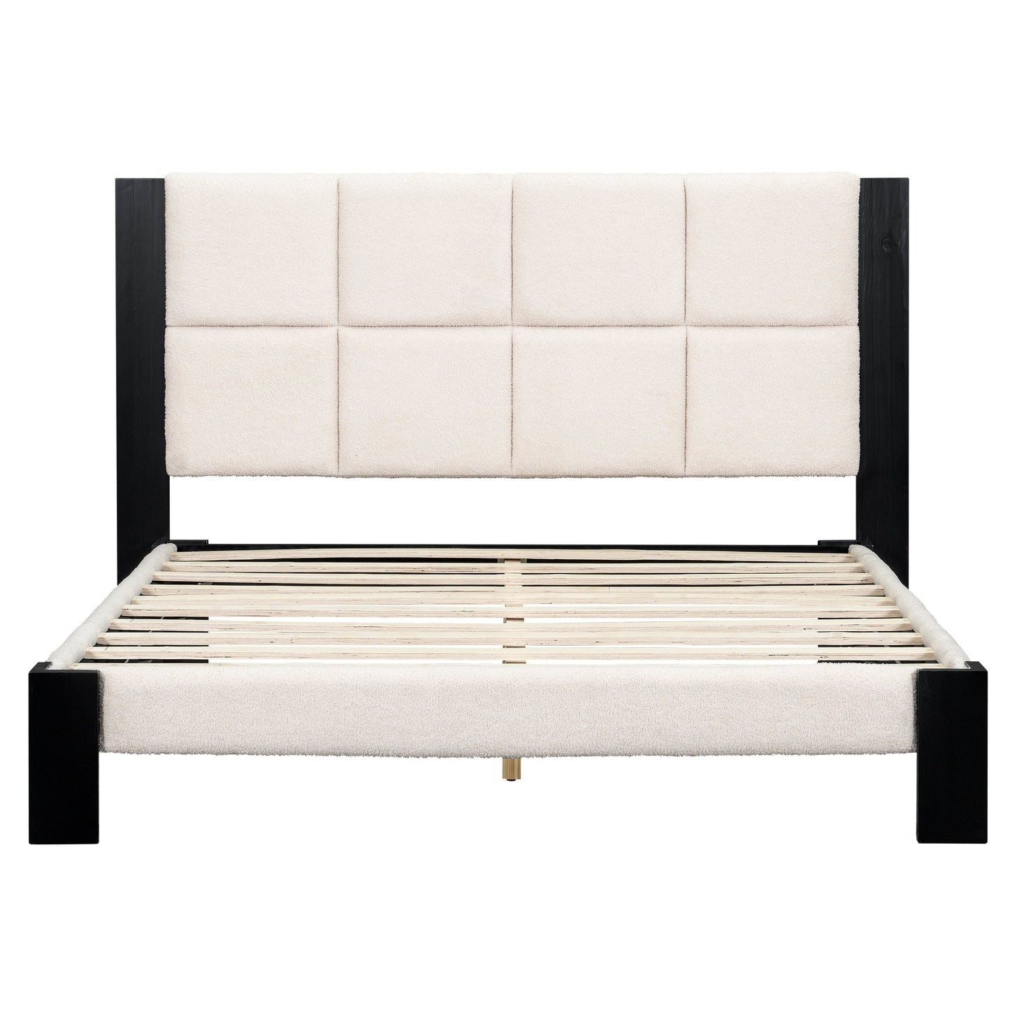 Boucle Queen Bed Frame With A Soft Headboard