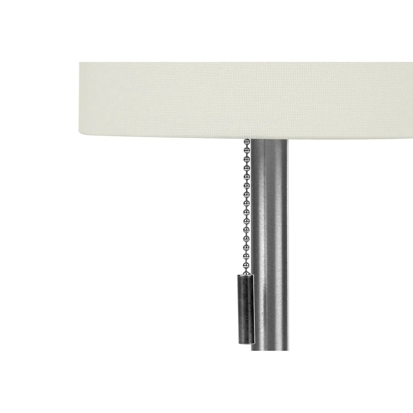 Table lamp set of 2 with nickel finish, white textured shade, pull-chain switch on metal stem on Tampa Home & Garden Store