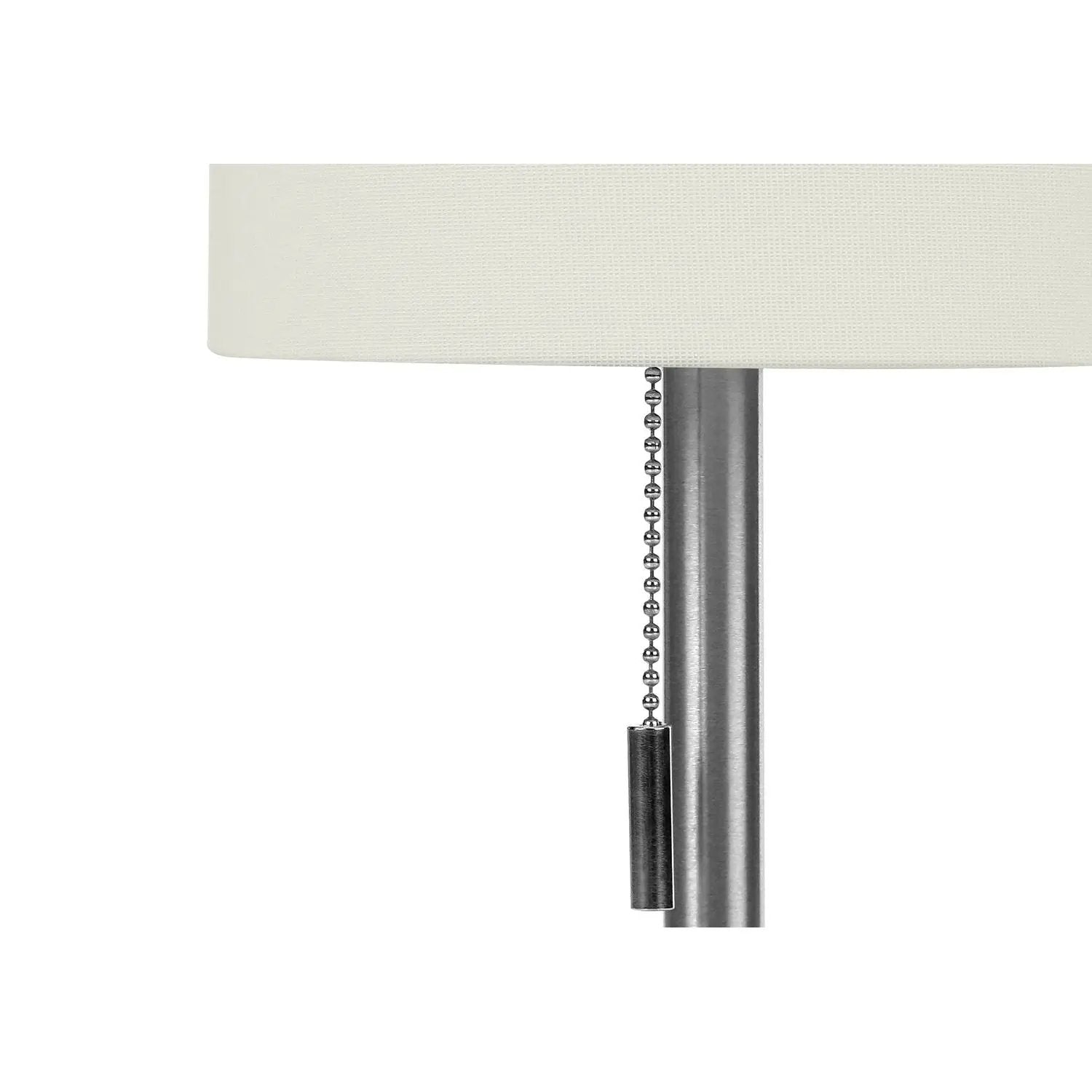 Table lamp set of 2 with nickel finish, white textured shade, pull-chain switch on metal stem on Tampa Home & Garden Store