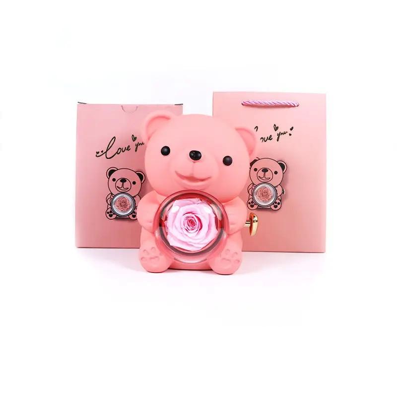 Pink teddy bear jewelry box with rotating glass rose necklace FLIPSTYLEZLLC on Tampa Home & Garden Store