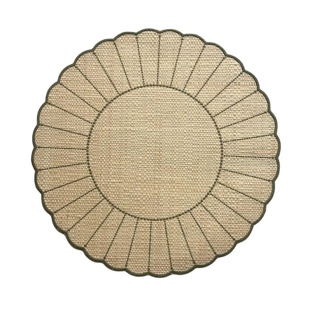 Sunburst Buriti placemat handcrafted natural fiber round with sunburst panels by Talah Home on Tampa Home & Garden Store
