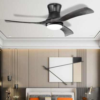 Ventilador de techo de montaje empotrado de 52 pulgadas con luz LED - Negro