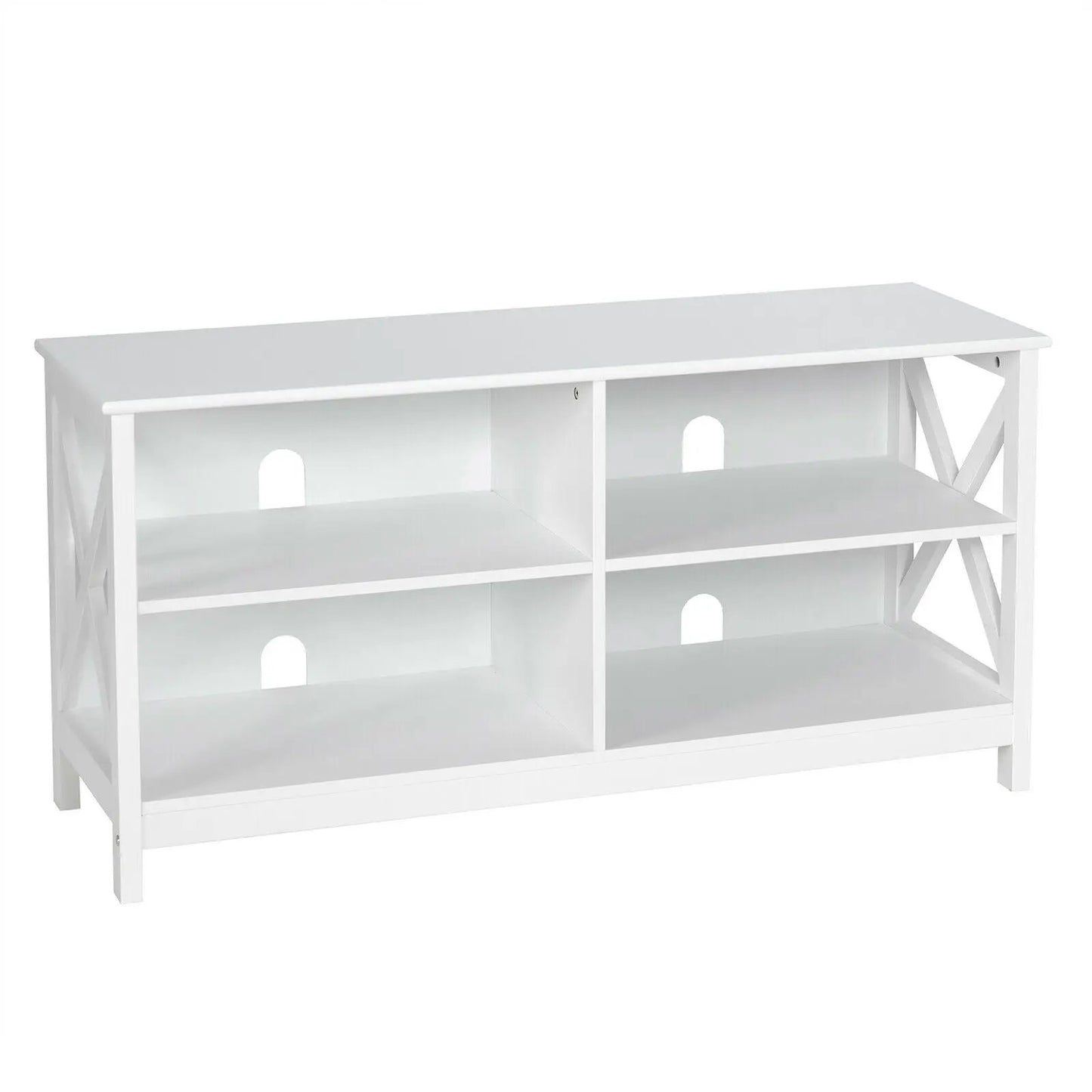 Wooden TV Stand for 55 TV with X Shaped Frame